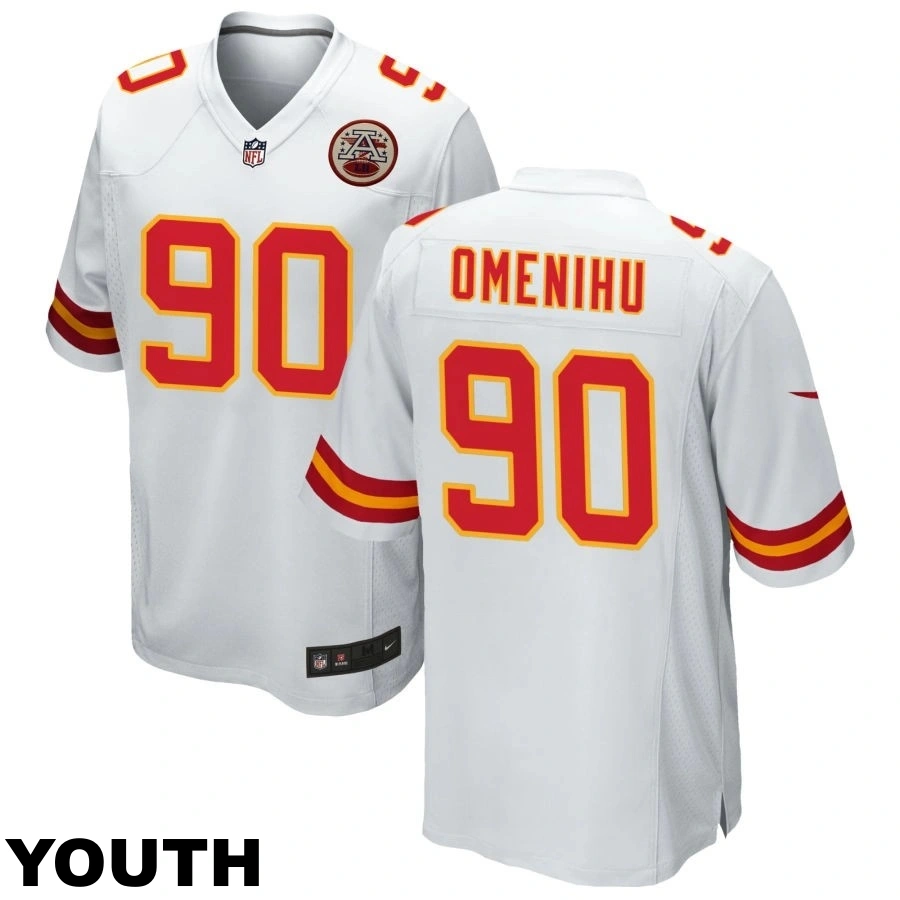 Youth Kansas City Chiefs #90 Charles Omenihu White Game Jersey