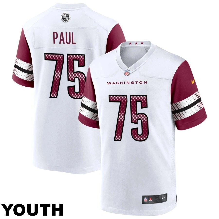 Youth Washington Commanders #75 Chris Paul White Game Player Jersey
