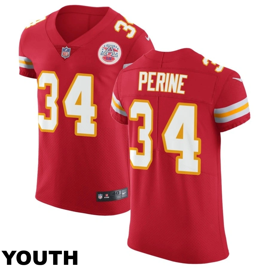 Youth Kansas City Chiefs #34 Samaje Perine Red Vapor Untouchable Elite Jersey