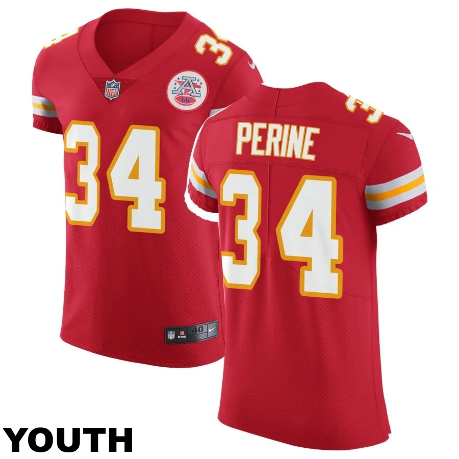 Youth Kansas City Chiefs #34 Samaje Perine Red Vapor Untouchable Elite Jersey