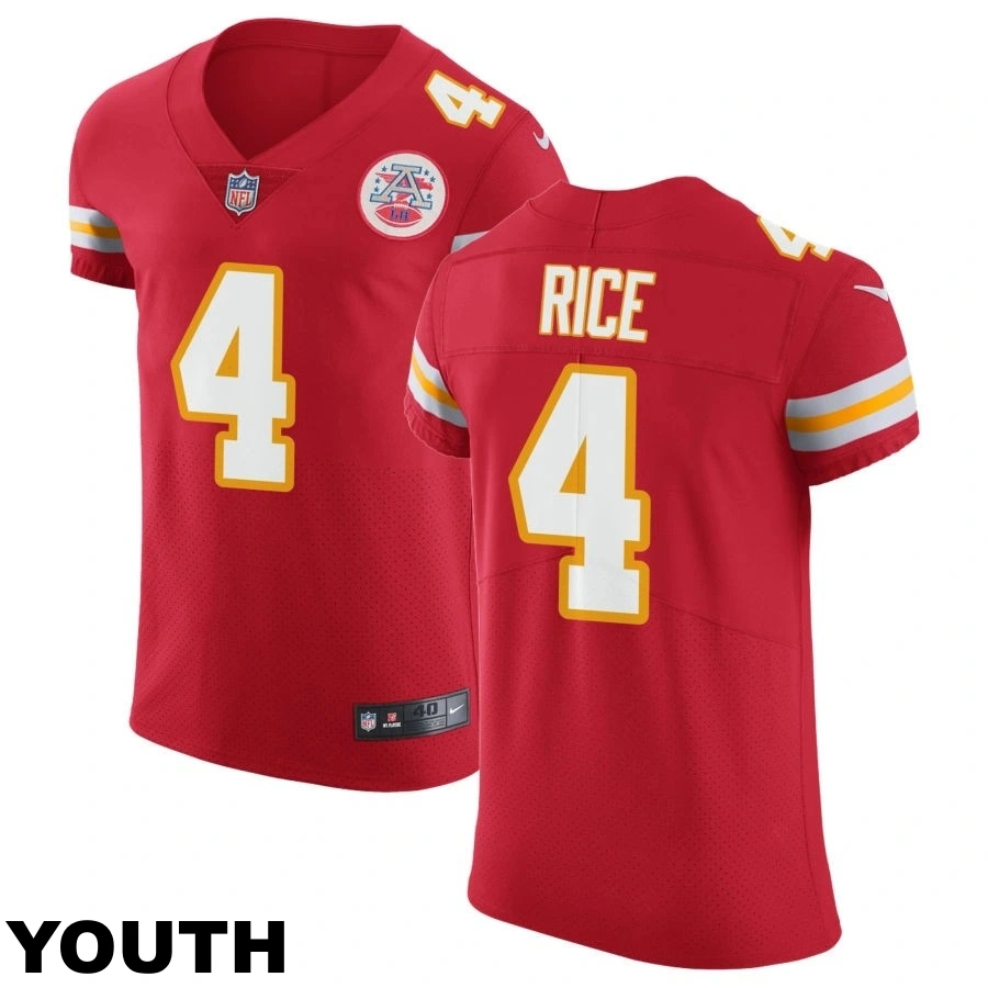 Youth Kansas City Chiefs #4 Rashee Rice Red Vapor Untouchable Elite Jersey