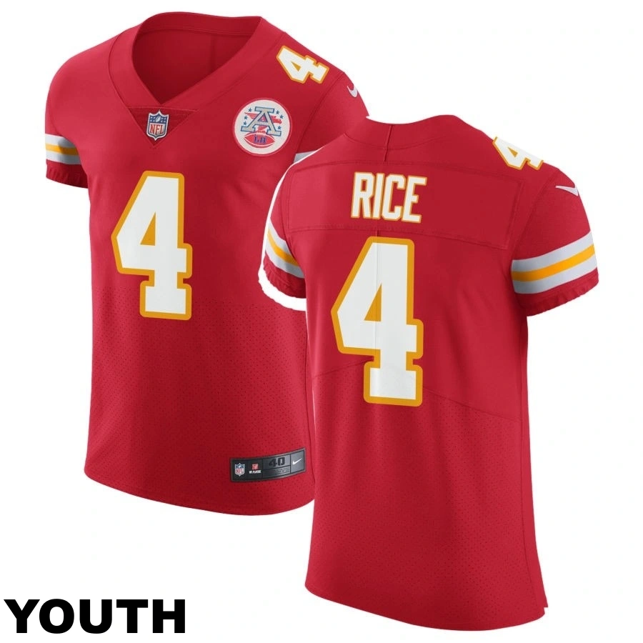 Youth Kansas City Chiefs #4 Rashee Rice Red Vapor Untouchable Elite Jersey
