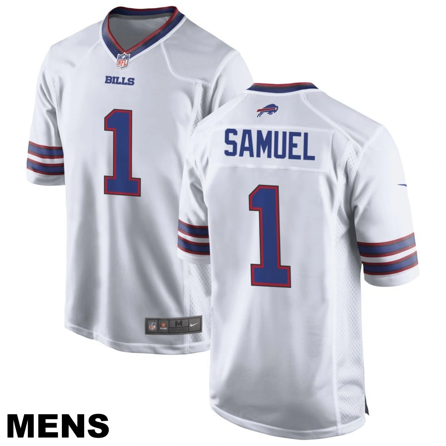 Men's Buffalo Bills #1 Curtis Samuel White Game Jersey