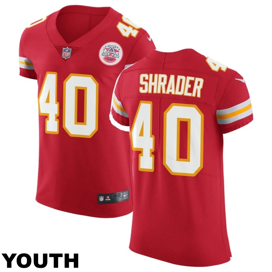 Youth Kansas City Chiefs #40 Spencer Shrader Red Vapor Untouchable Elite Jersey
