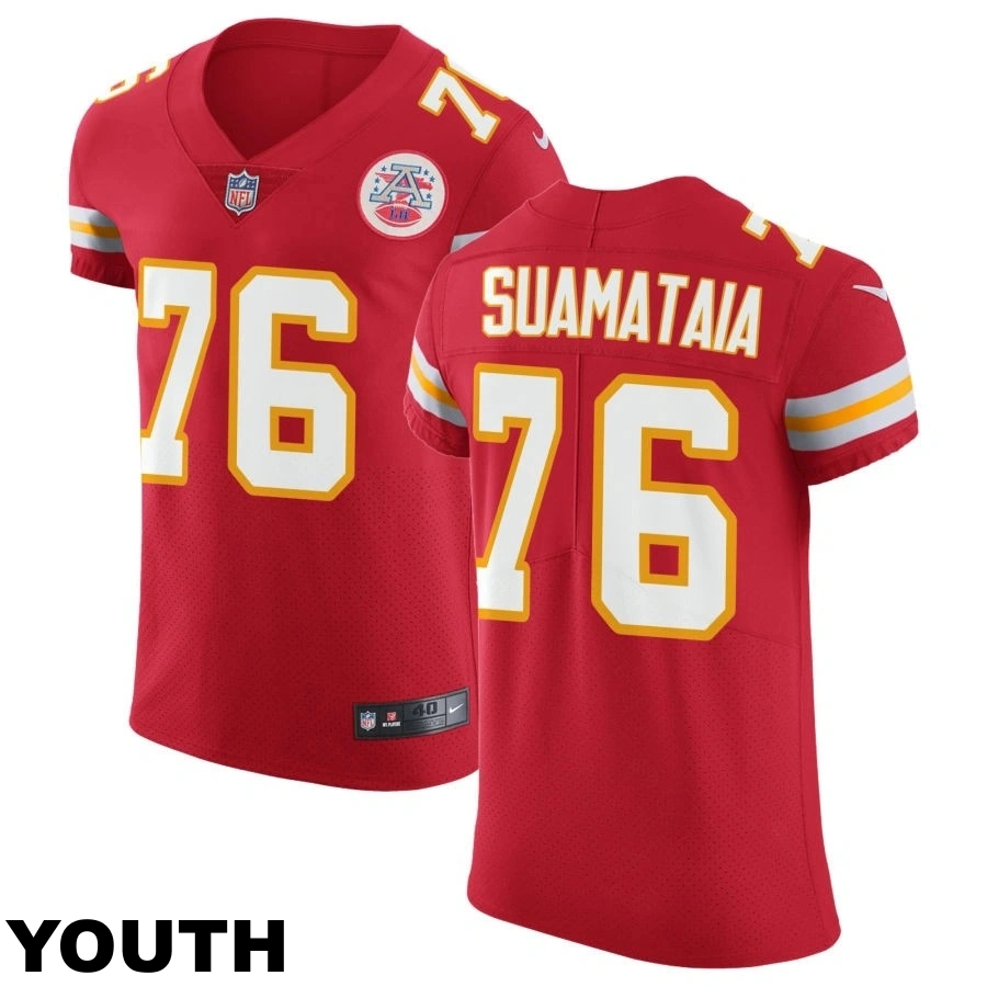 Youth Kansas City Chiefs #76 Kingsley Suamataia Red Vapor Untouchable Elite Jersey