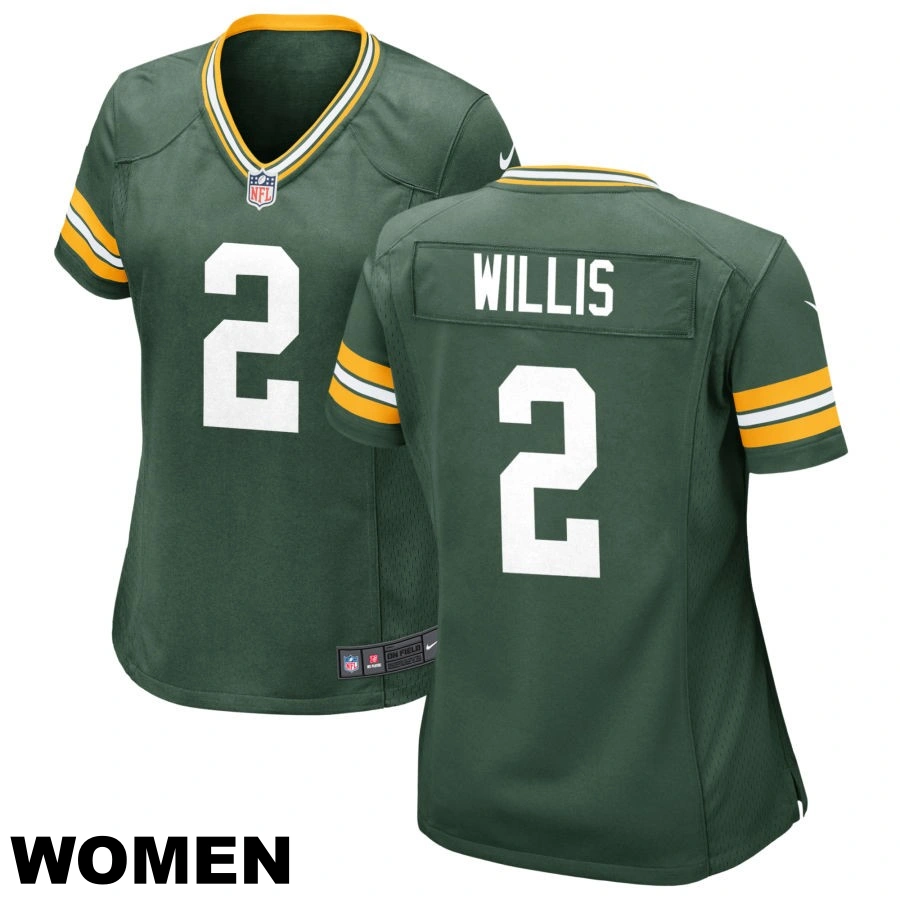 Women's #2 Malik Willis Green Green Bay Packers Game Jersey Women's #2 Malik Willis Green Green Bay Packers Game Jersey