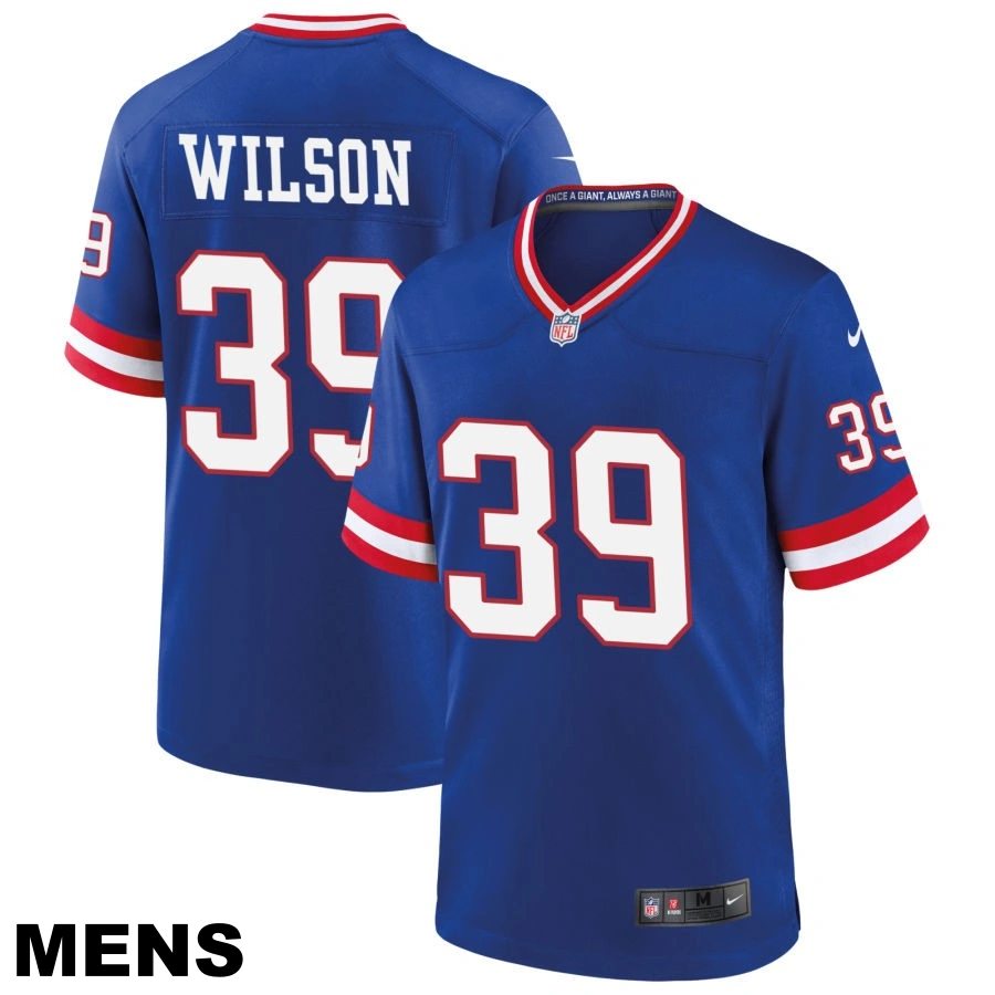 Men's New York Giants #39 Divaad Wilson Royal Classic Game Jersey Men's New York Giants #39 Divaad Wilson Royal Classic Game Jersey