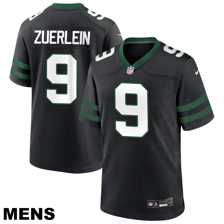 Men's New York Jets #9 Greg Zuerlein Legacy Black Alternate Game Jersey Men's New York Jets #9 Greg Zuerlein Legacy Black Alternate Game Jersey