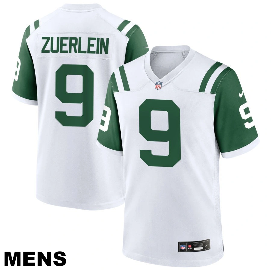 Men's New York Jets #9 Greg Zuerlein White Classic Alternate Replica Jersey Men's New York Jets #9 Greg Zuerlein White Classic Alternate Replica Jersey