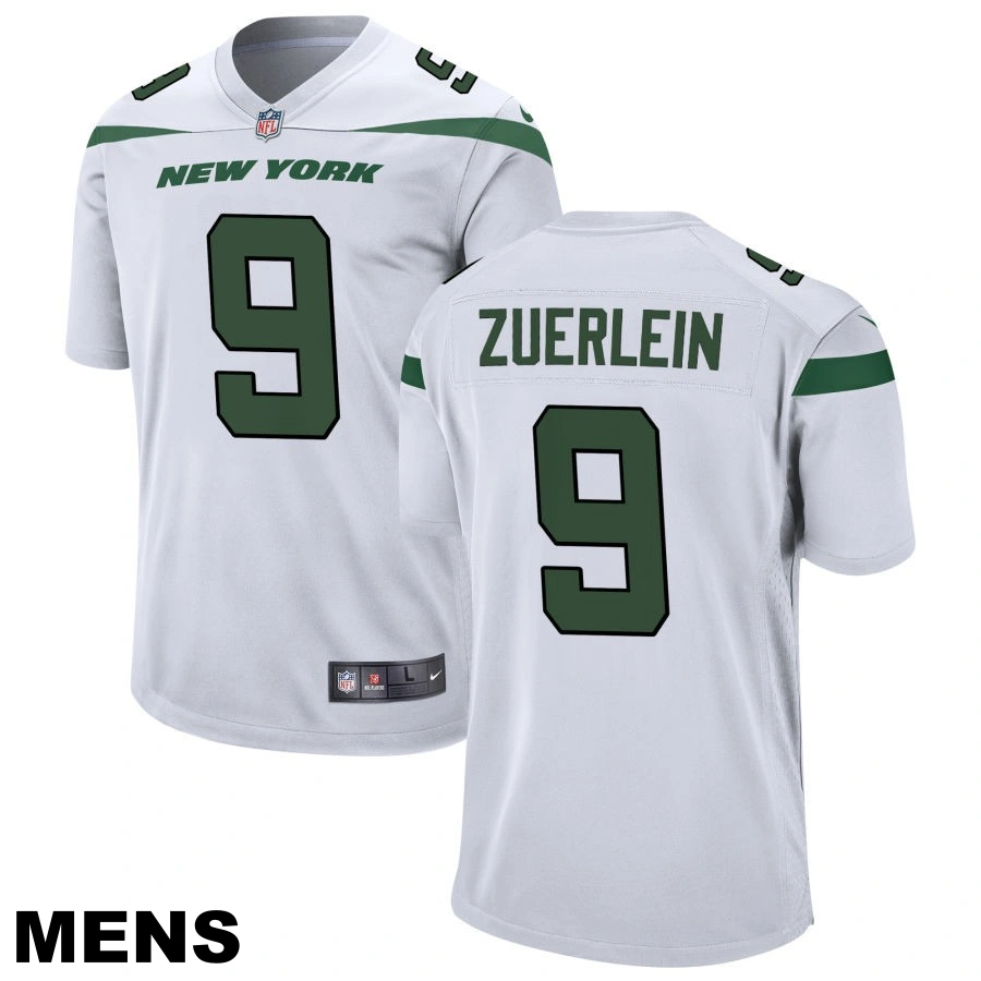 Men's New York Jets #9 Greg Zuerlein White Game Jersey Men's New York Jets #9 Greg Zuerlein White Game Jersey